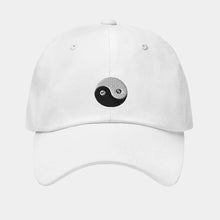 Load image into Gallery viewer, 5preview Classic Dad Hat white with yin yang embroidery, front view
