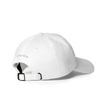 Load image into Gallery viewer, 5preview Classic Dad Hat white, back view with embroidered brand logo and adjustable strap

